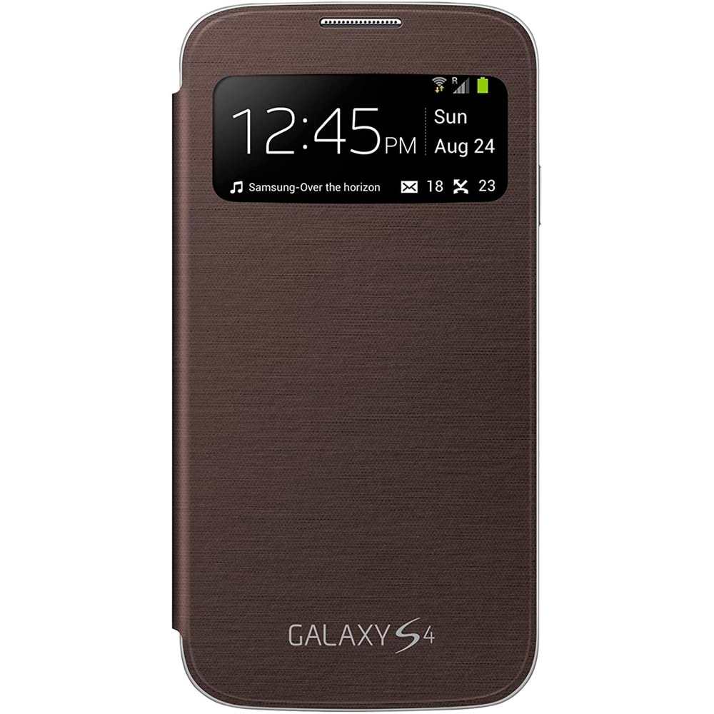 Samsung Galaxy S4 (i9500) S-View Cover Orijinal Kapaklı Kılıf, Kahve EF-CI950BAEGWW