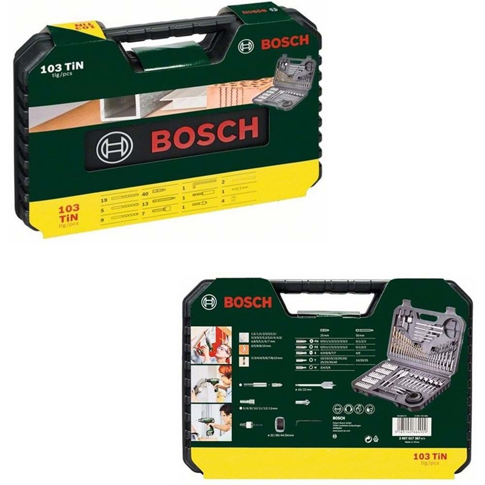 Bosch V-Line 103 Parça Matkap ve Vidalama Karışık Aksesuar Seti, 2607017367