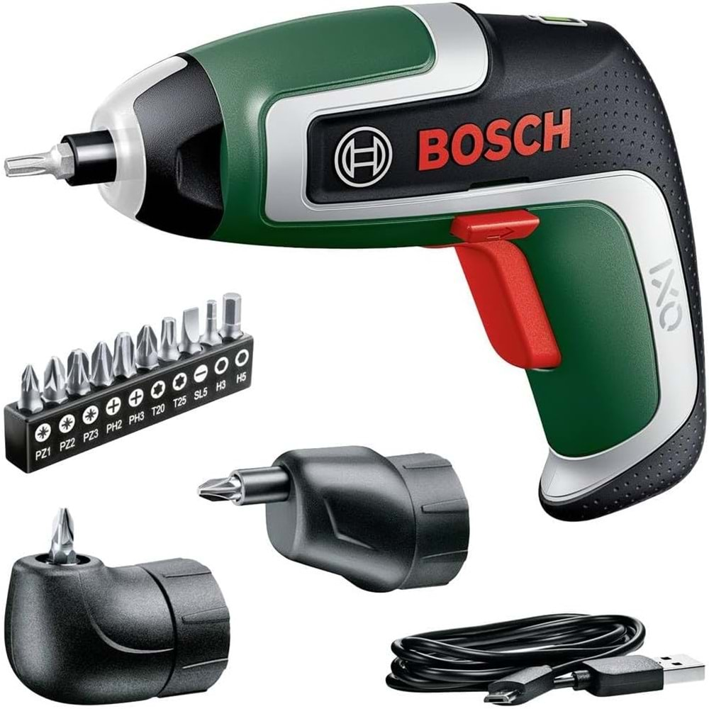 Bosch IXO (7. Nesil) Akülü Tornavida + Açılı ve Eksantrik Başlık Seti