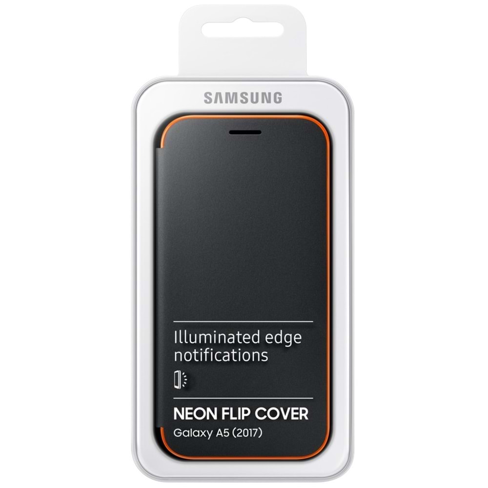 Samsung Galaxy A5 2017 Neon Flip Wallet Işıklı Kılıf, Siyah EF-FA520PBEGWW