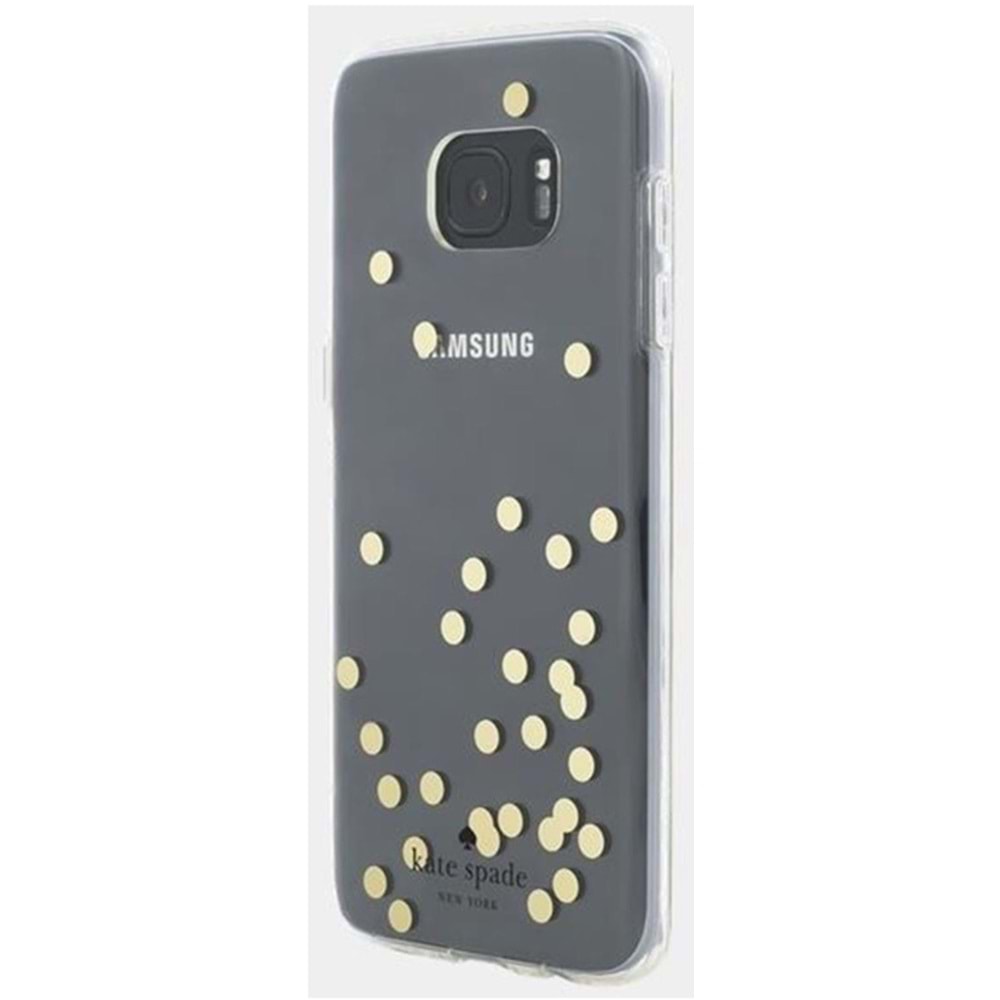 Kate Spade Hardshell Serisi Samsung Galaxy S7 Edge Şeffaf Gold Puantıyeli