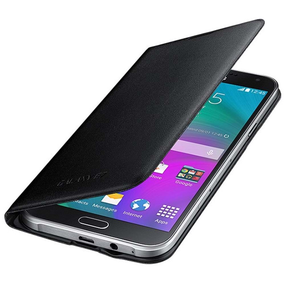 Samsung Galaxy E7 Flip Wallet Cüzdan Kılıf, Siyah EF-WE700BBEGWW