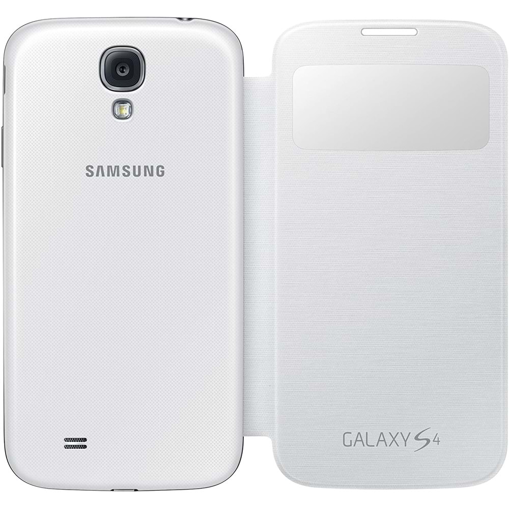 Samsung Galaxy S4 (i9500) S-View Cover Orijinal Kapaklı Kılıf, Beyaz EF-CI950BWEGWW