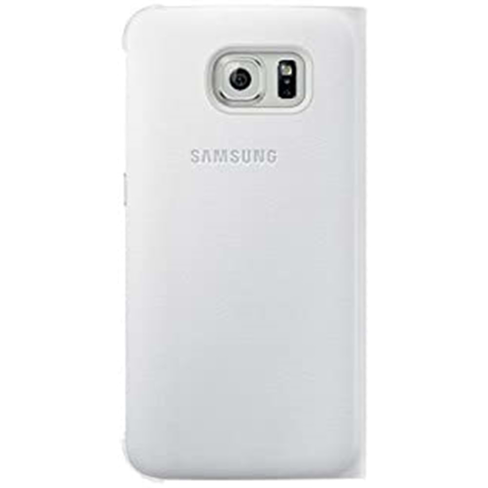Samsung Galaxy S6 S-View Cover (Deri Görünümlü) Kapaklı Kılıf, Beyaz EF-CG920PWEGWW