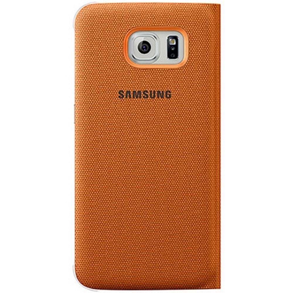 Samsung Galaxy S6 S-View Cover (Tekstil) Orjinal Kapaklı Kılıf,Turuncu