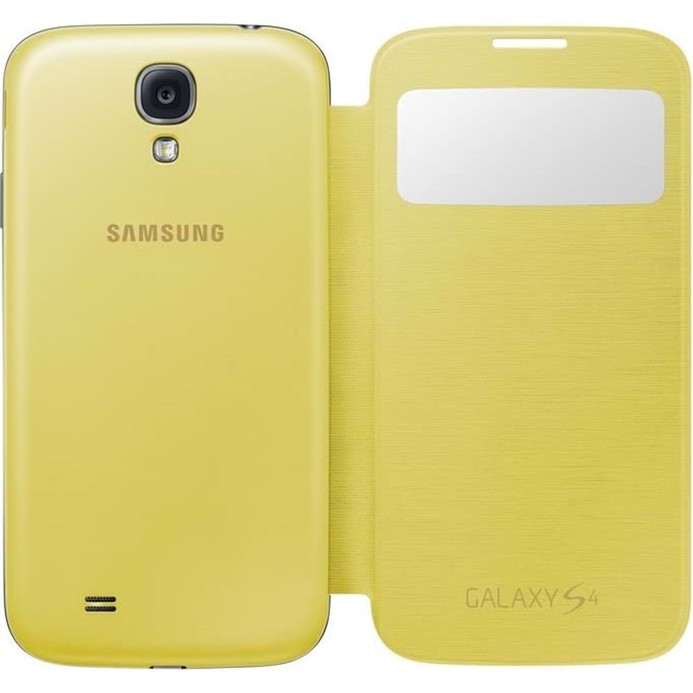 Samsung Galaxy S4 (i9500) S-View Cover Orijinal Kapaklı Kılıf, Sarı EF-CI950BYEGWW