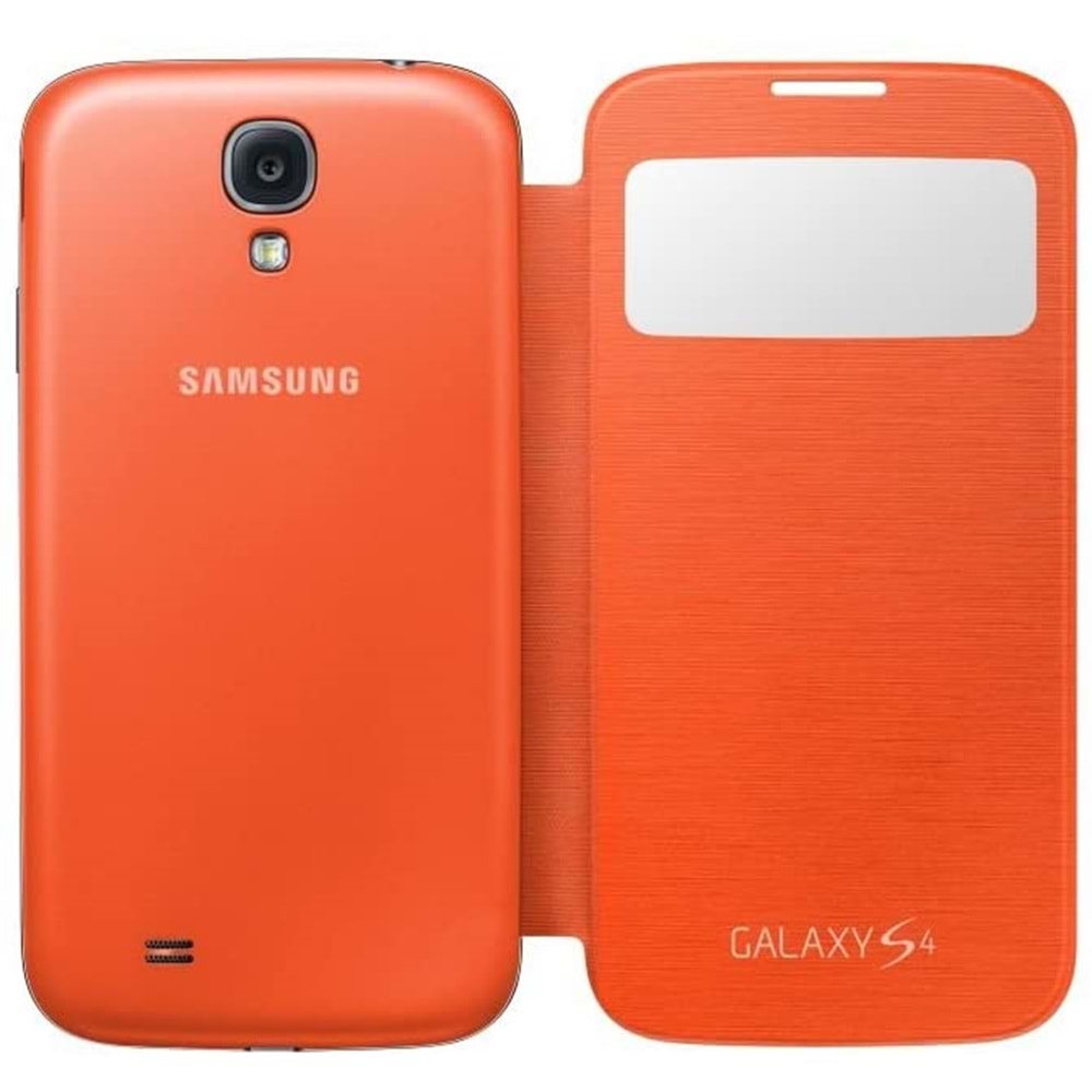 Samsung Galaxy S4 (i9500) S-View Cover Orijinal Kapaklı Kılıf, Turuncu EF-CI950BOEGWW