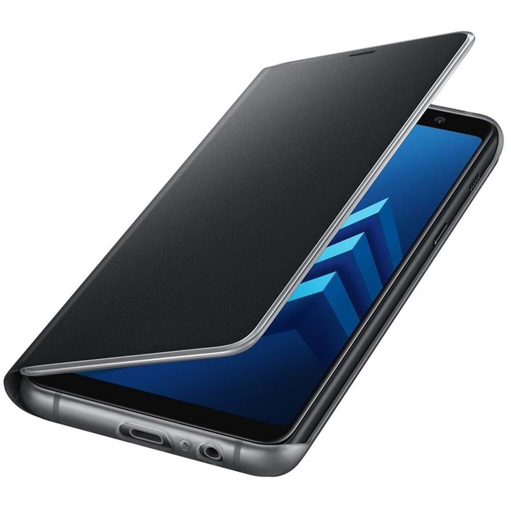 Samsung Galaxy A8+ Plus 2018 Neon Flip Wallet Kapaklı Kılıf, Siyah EF-FA730PBEGWW