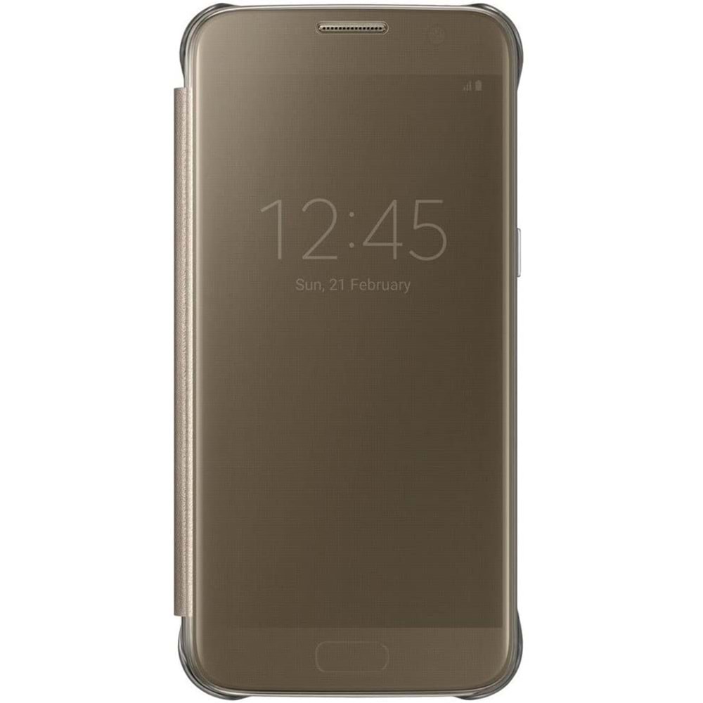 Samsung Galaxy S7 G930 için Clear View Cover Akıllı Kılıf, Gold EF-ZG930CFEGWW