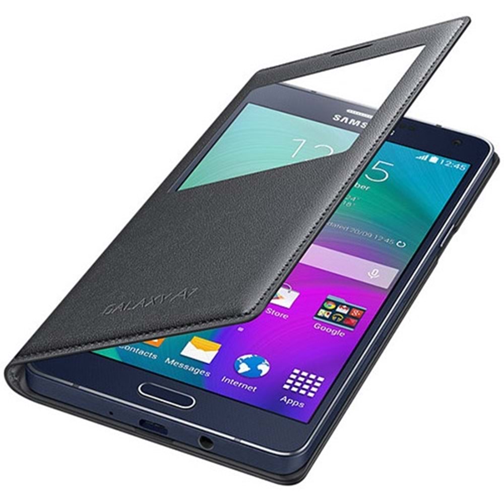 Samsung Galaxy A7 2015 (SM-A700) S-View Cover Kapaklı Kılıf, Siyah