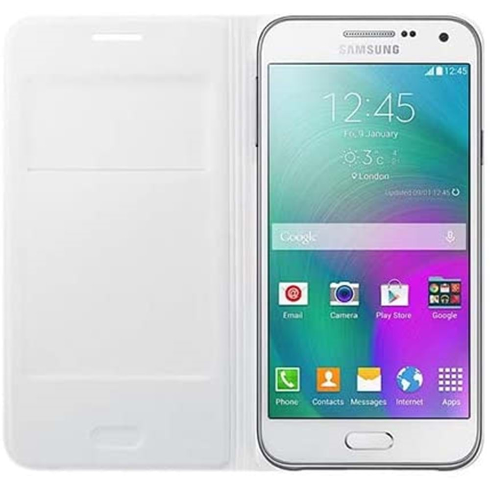 Samsung Galaxy E5 Flip Wallet Cüzdan Kılıf, Beyaz EF-WE500BWEGWW