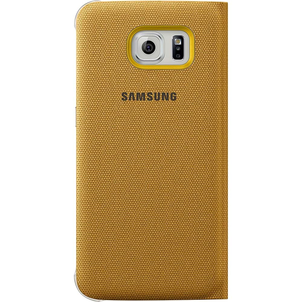 Samsung Galaxy S6 S-View Cover (Tekstil) Orjinal Kapaklı Kılıf, Sarı