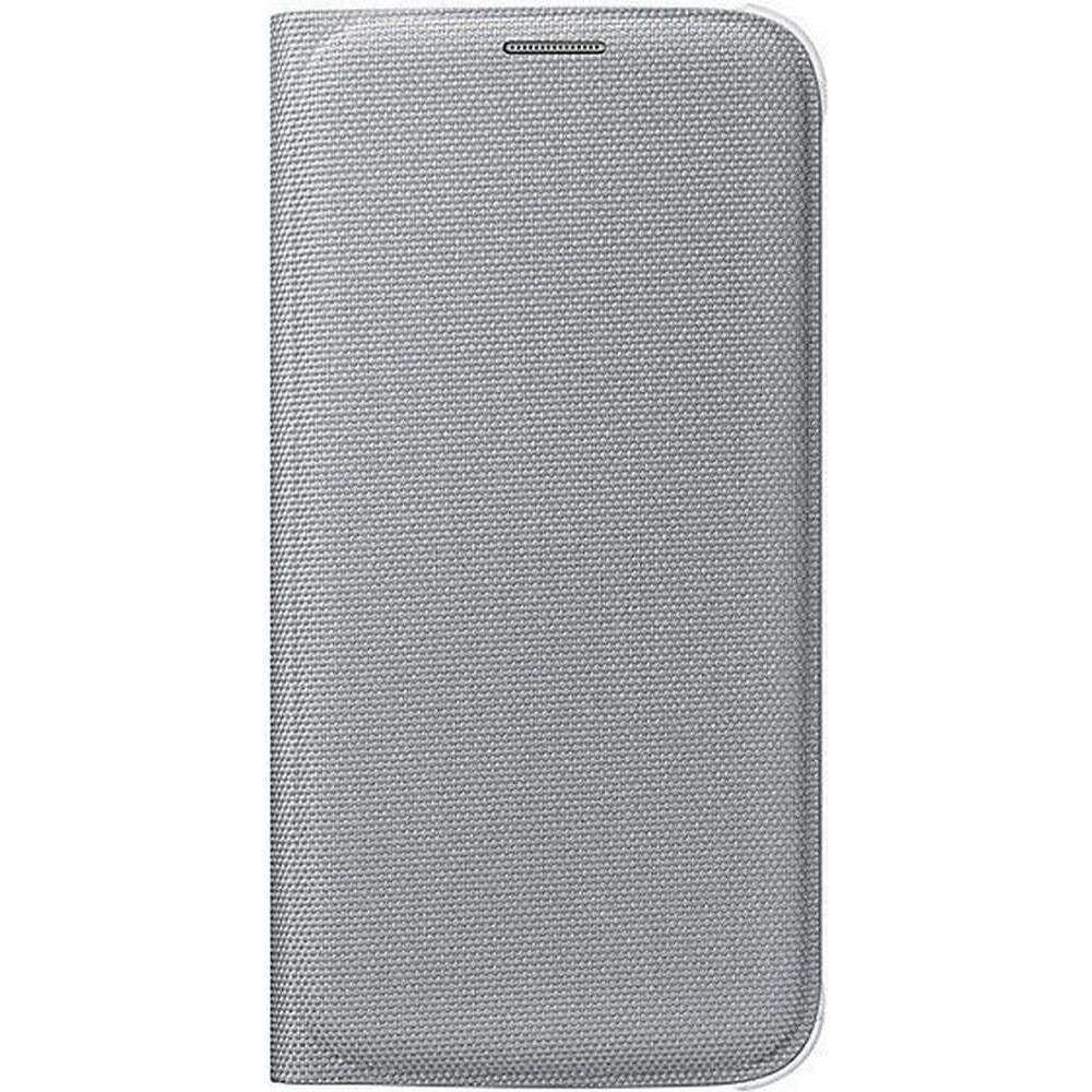 Samsung Galaxy S6 Flip Wallet (Tekstil) Orijinal Kapaklı Kılıf, Gümüş