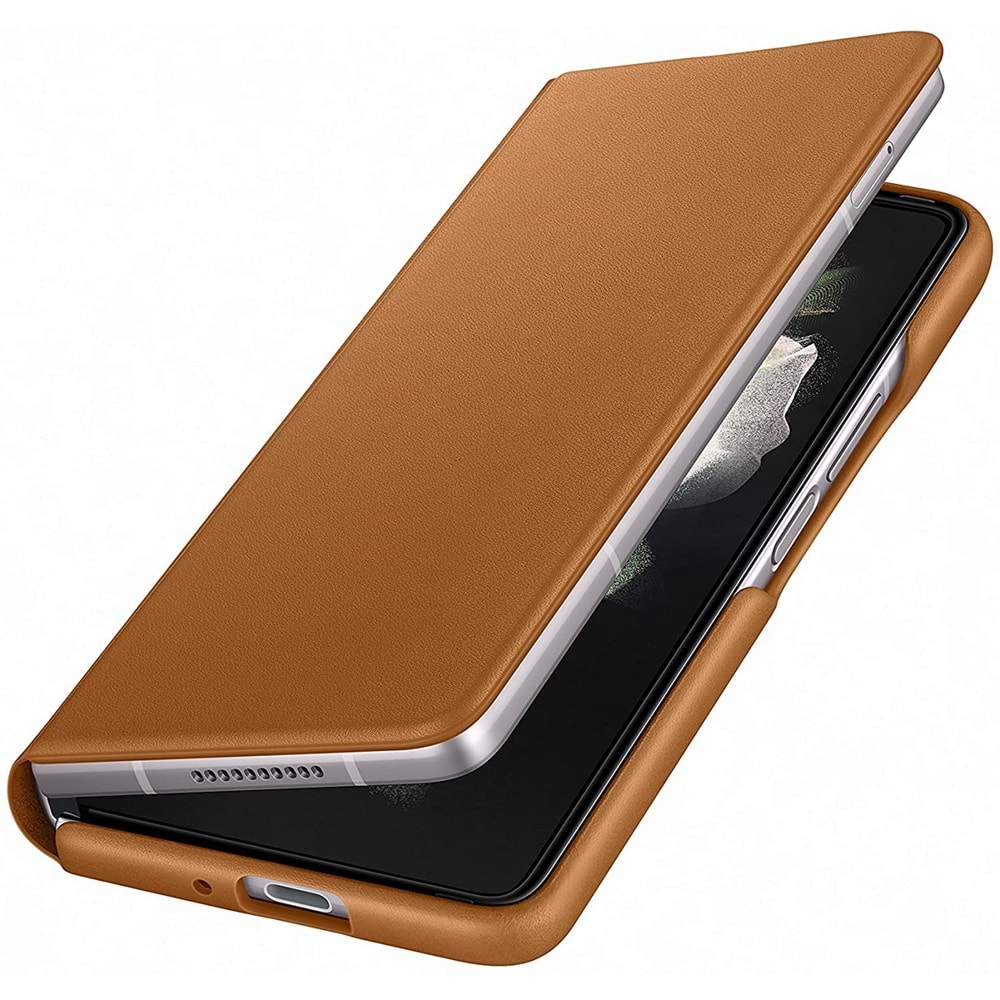 Samsung Galaxy Z Fold3 5G için Hakiki Deri Kapaklı Kılıf, Taba Flip Cover EF-FF925