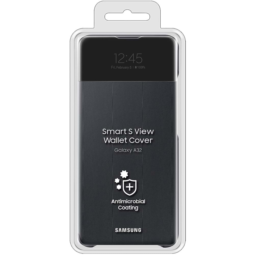 Samsung Galaxy A32 S View Akıllı Kılıf Kapaklı Cüzdan, Siyah EF-EA325P