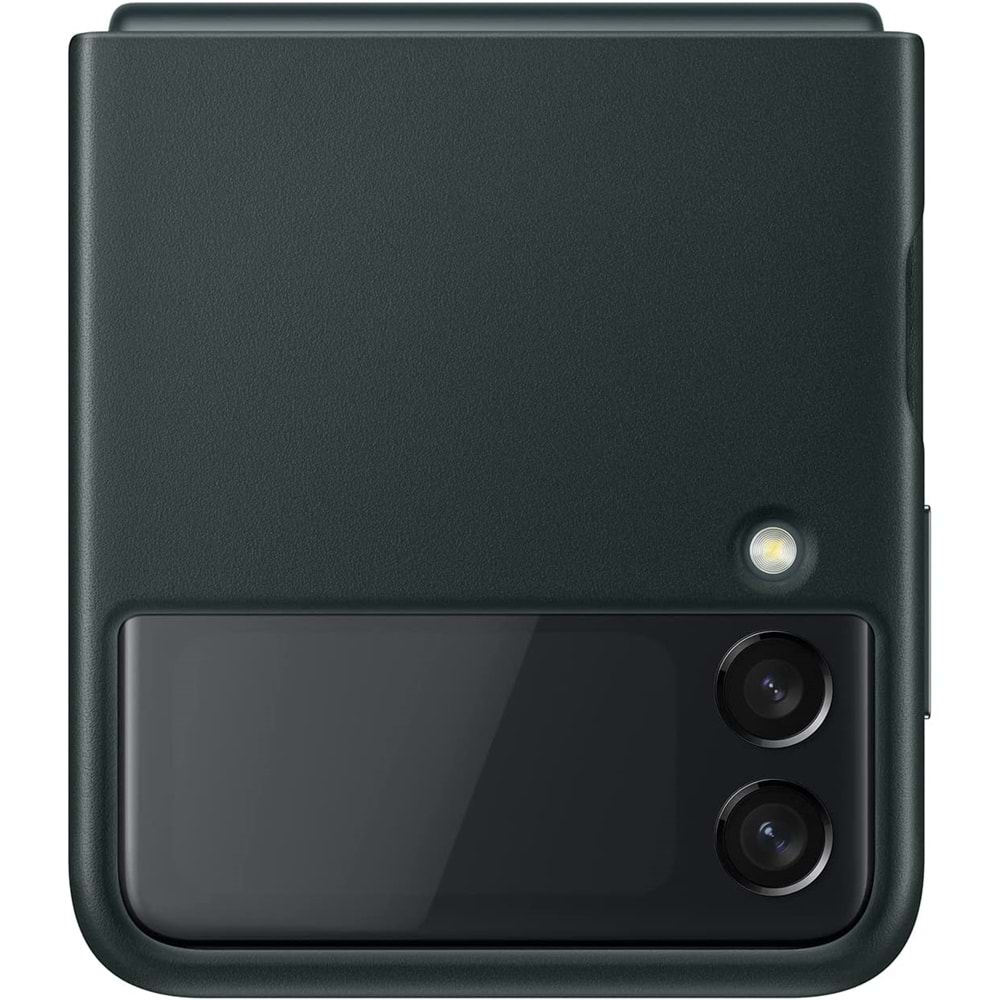 Samsung Galaxy Z Flip3 5G Deri Kılıf, Yeşil Hakiki Deri Lether Cover EF-VF711