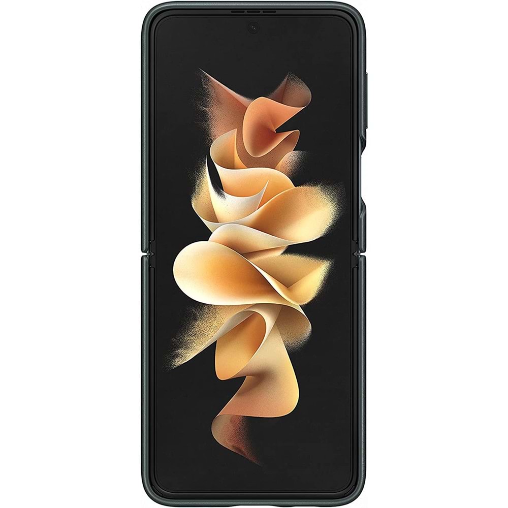 Samsung Galaxy Z Flip3 5G Deri Kılıf, Yeşil Hakiki Deri Lether Cover EF-VF711