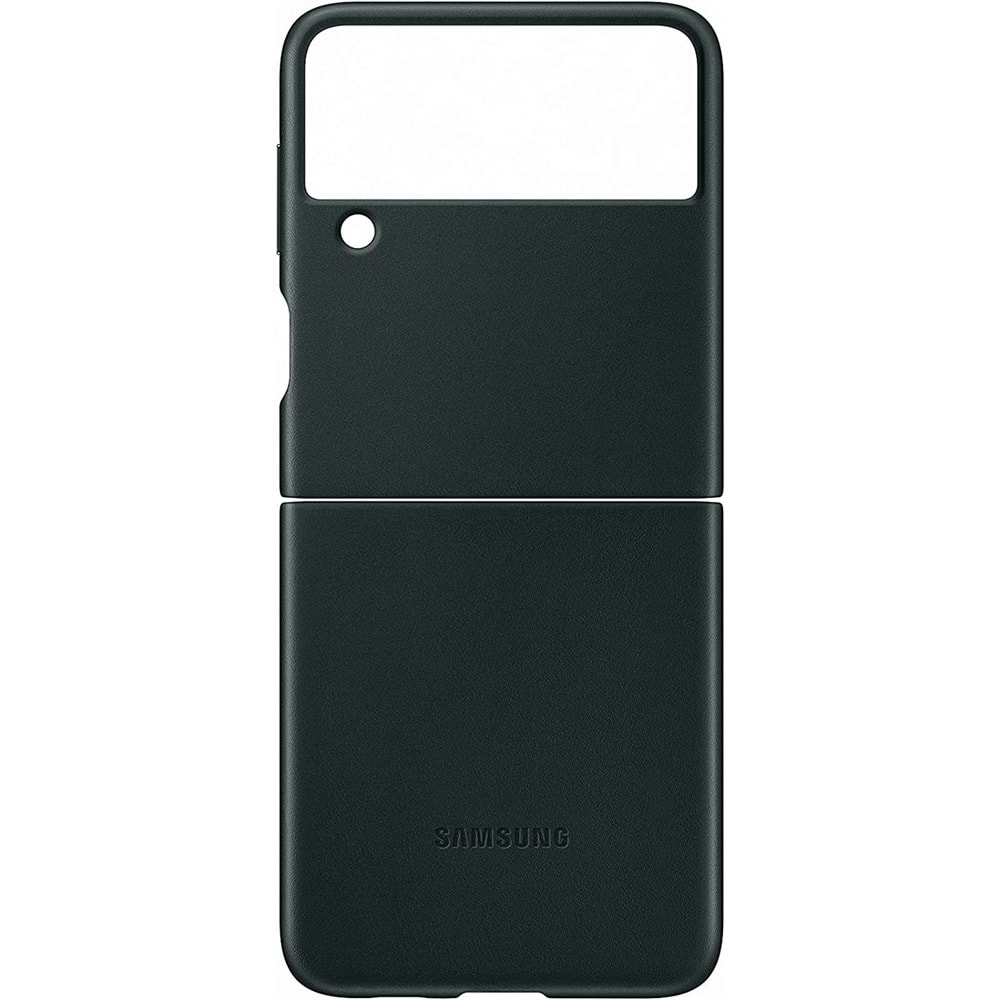 Samsung Galaxy Z Flip3 5G Deri Kılıf, Yeşil Hakiki Deri Lether Cover EF-VF711