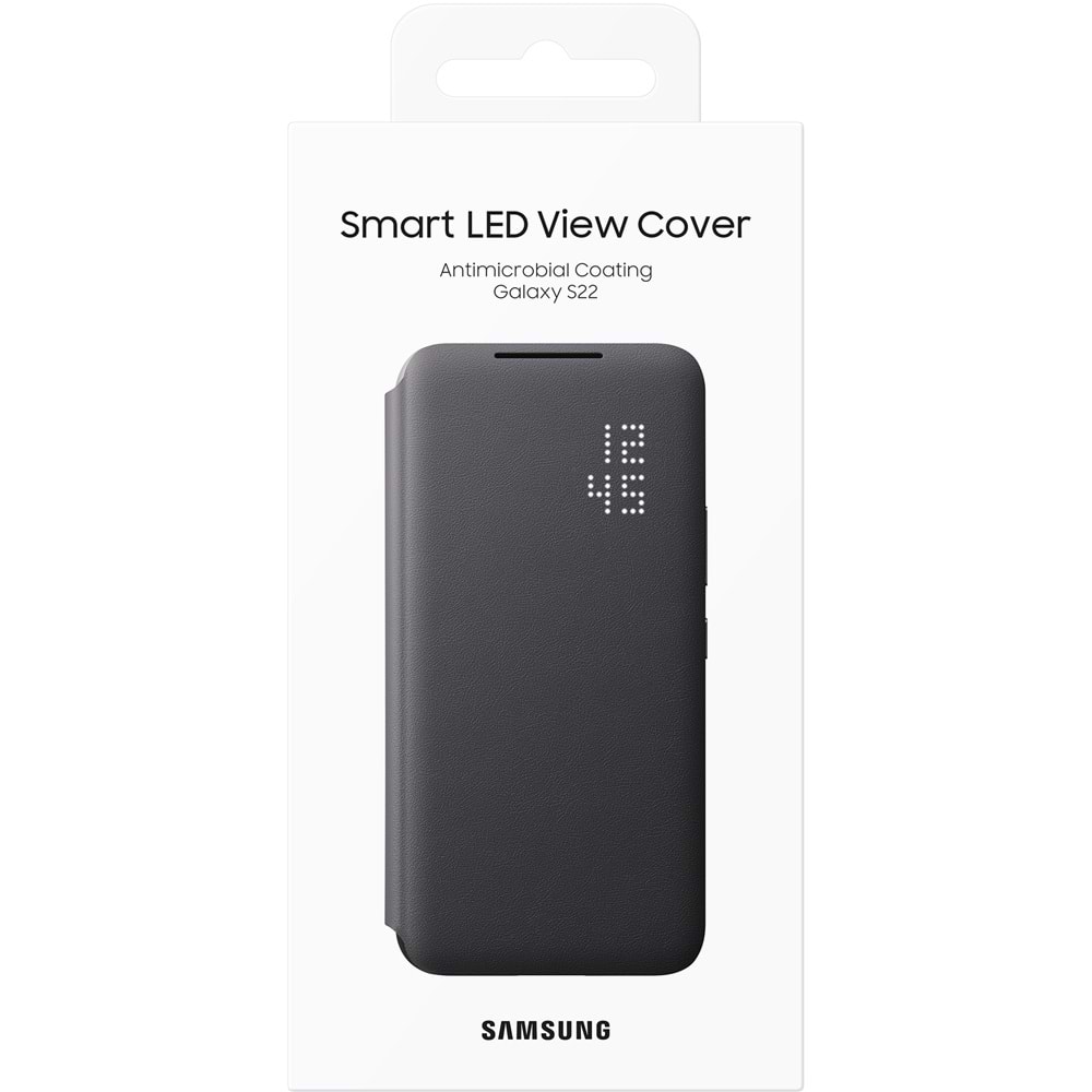 Samsung Galaxy S22 Akıllı LED Ekranlı Kılıf Smart LED View Cover, Siyah EF-NS901