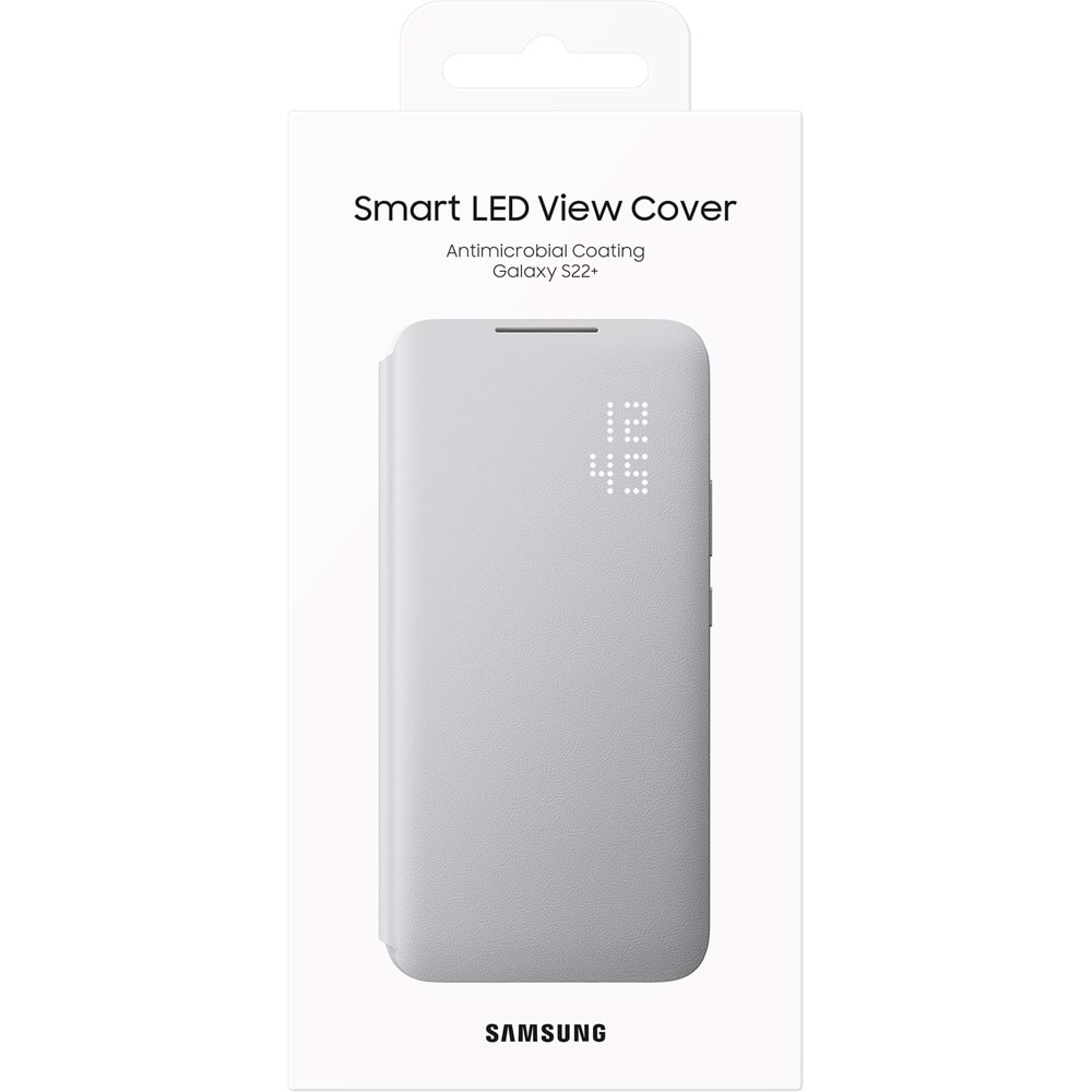 Samsung Galaxy S22+ Plus Akıllı LED Ekranlı Kılıf, Gümüş Smart LED View Cover EF-NS906