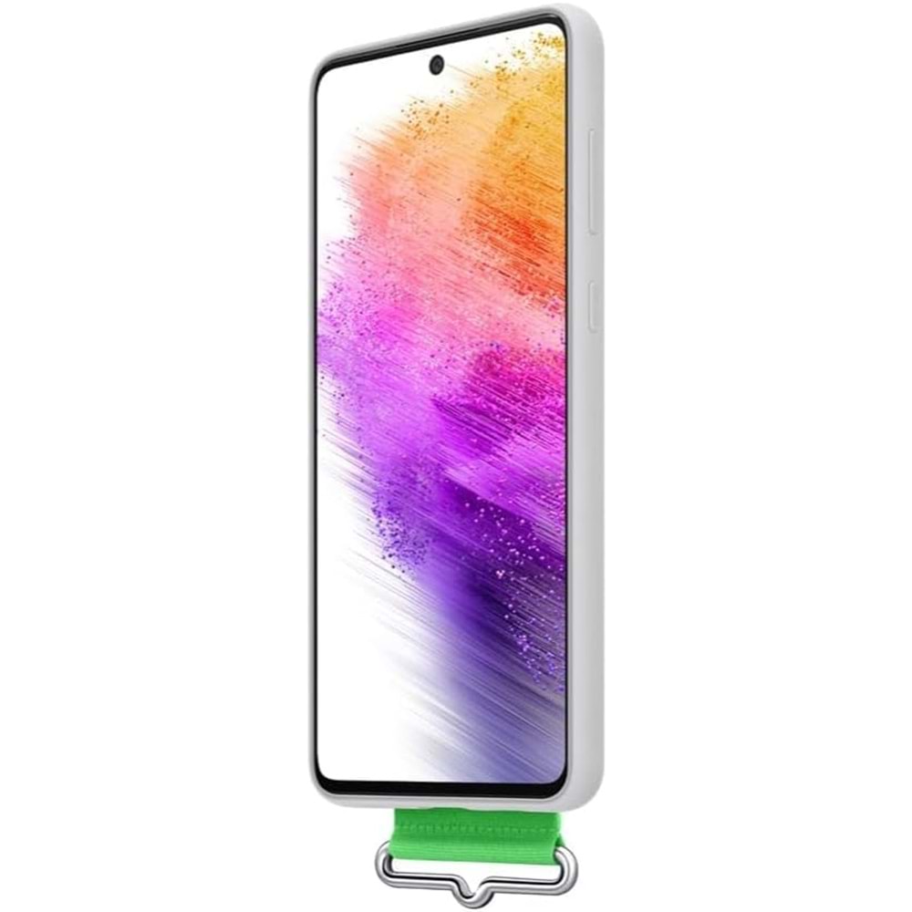 Samsung Galaxy A73 5G Kordonlu Kayışlı Silikon Kılıf Strap Cover, Beyaz