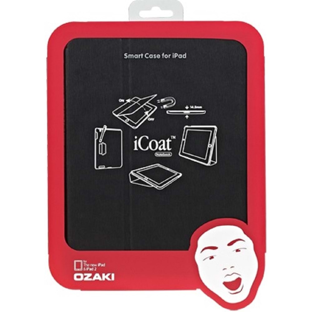 Ozaki icoat 360 iPad 2, 3. ve 4. Nesil (A1395, A1416 ve A1458) için Kılıf ve Stand, Siyah