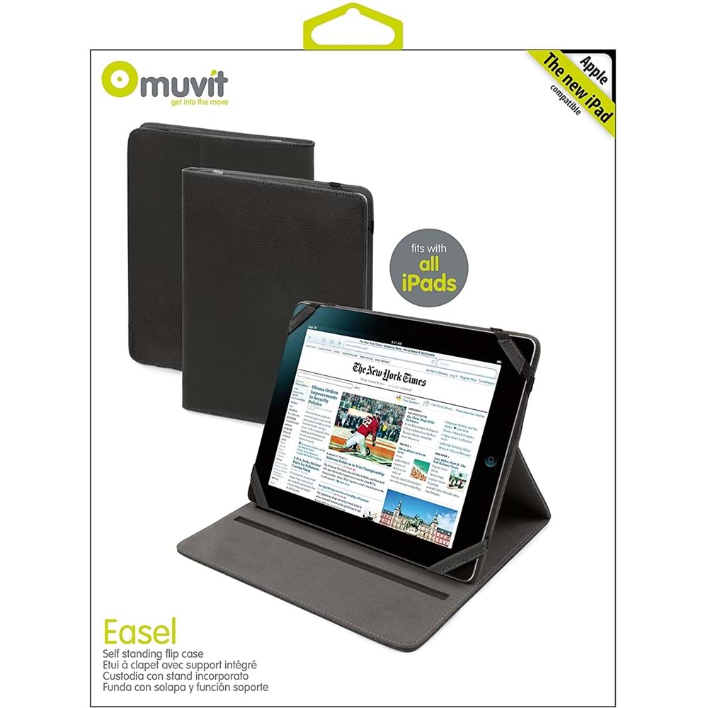 Muvit Easel iPad 2. Nesil, 3. Nesil ve 4. Nesil 9.7 için Kılıf, Siyah