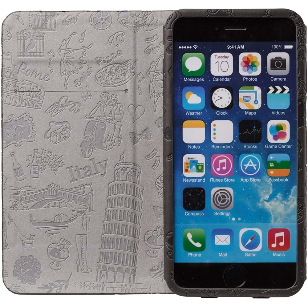 Ozaki Travel iPhone 6+ Plus ve 6S+ Plus için Kapaklı Kılıf, Cüzdan Kılıf, Siyah