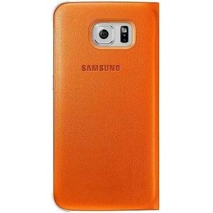 Samsung Galaxy S6 Flip Wallet (Deri Görünümlü) Kapaklı Kılıf, Turuncu EF-WG920POEGWW