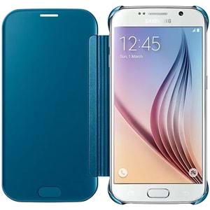 Samsung Galaxy S6 Clear View Cover Akıllı Kılıf, Mavi EF-ZG920BLEGWW