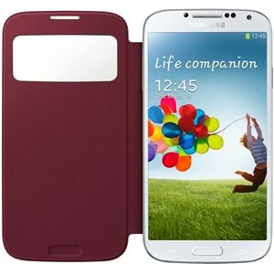 Samsung Galaxy S4 (i9500) S-View Cover Orijinal Kapaklı Kılıf, Kırmızı EF-CI950BBEGWW