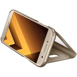 Samsung Galaxy A7 2017 S-View Standing Cover Pencereli Kılıf, Gold