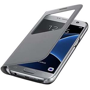 Samsung Galaxy S7 G930 için S-View Fonksiyonel Pencereli Kılıf, Gri EF-CG930PBEGWW