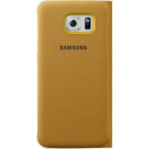 Samsung Galaxy S6 S-View Cover (Tekstil) Orjinal Kapaklı Kılıf, Sarı