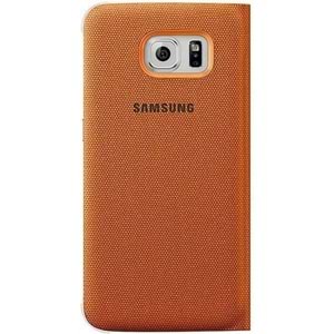 Samsung Galaxy S6 Flip Wallet (Tekstil) Orijinal Kapaklı Kılıf, Turuncu