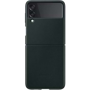 Samsung Galaxy Z Flip3 5G Deri Kılıf, Yeşil Hakiki Deri Lether Cover EF-VF711