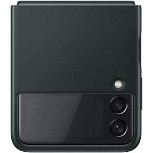 Samsung Galaxy Z Flip3 5G Deri Kılıf, Yeşil Hakiki Deri Lether Cover EF-VF711