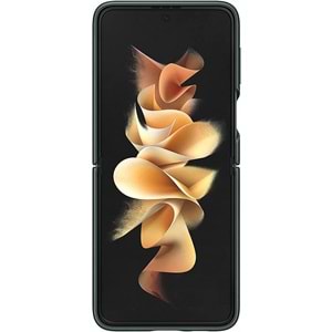 Samsung Galaxy Z Flip3 5G Deri Kılıf, Yeşil Hakiki Deri Lether Cover EF-VF711