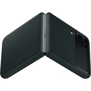 Samsung Galaxy Z Flip3 5G Deri Kılıf, Yeşil Hakiki Deri Lether Cover EF-VF711