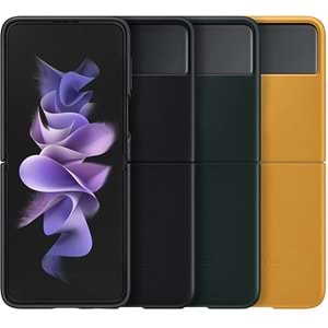 Samsung Galaxy Z Flip3 5G Deri Kılıf, Yeşil Hakiki Deri Lether Cover EF-VF711