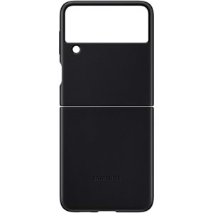 Samsung Galaxy Z Flip3 5G Deri Kılıf, Siyah Hakiki Deri Lether Cover EF-VF712