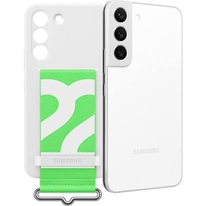 Samsung Galaxy S22 Kayışlı Silikon Kılıf, Beyaz S22 Silicone Cover EF-GS901