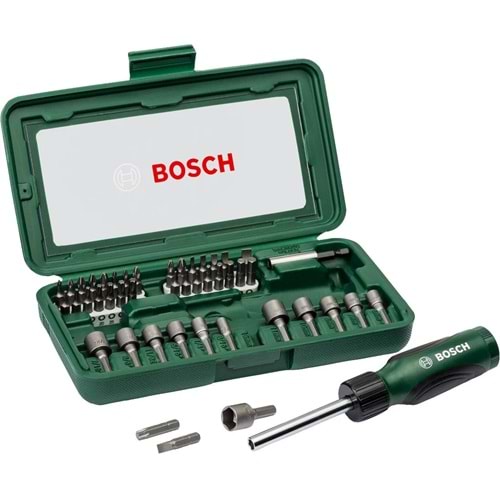 Bosch 46 Parça Cırcır Tornavidalı Vidalama ve Lokma Uçlu Aksesuar Seti, 2607019504