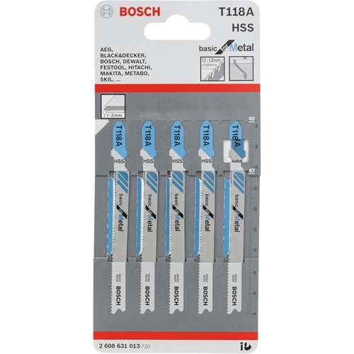 Bosch T118 A Dekupaj Testere Ağzı Metal 5 Li Set