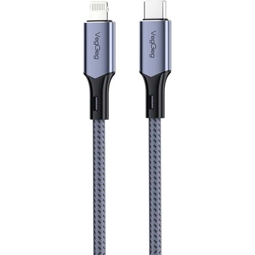 Veggieg 27W 3A USB Type-C to Lightning iPhone iPad Hızlı Şarj ve Data Kablosu 1.2 Metre
