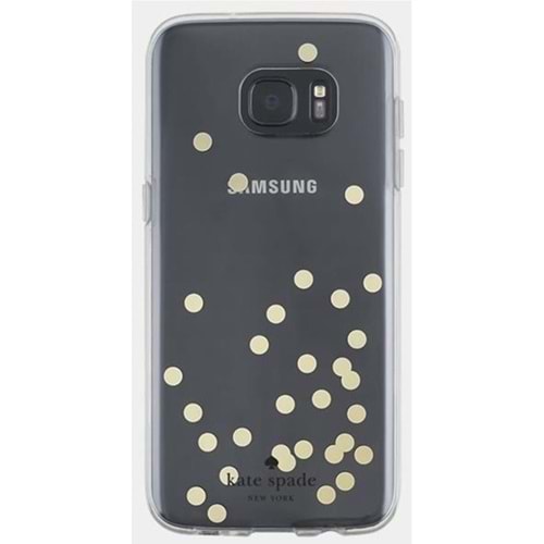 Kate Spade Hardshell Serisi Samsung Galaxy S7 Edge Şeffaf Gold Puantıyeli