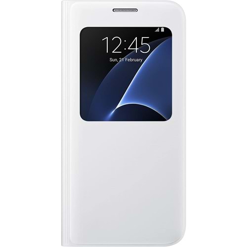 Samsung Galaxy S7 G930 için S-View Fonksiyonel Pencereli Kılıf, Beyaz ?EF-CG930PWEGWW