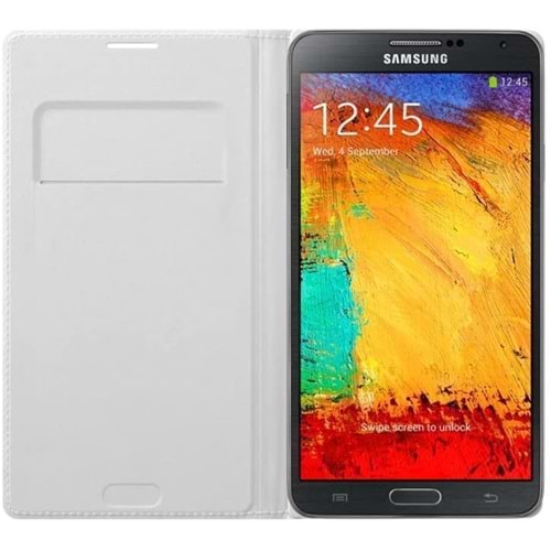 Samsung Galaxy Note 3 N9000 Flip Wallet Cüzdan Kılıf, Beyaz