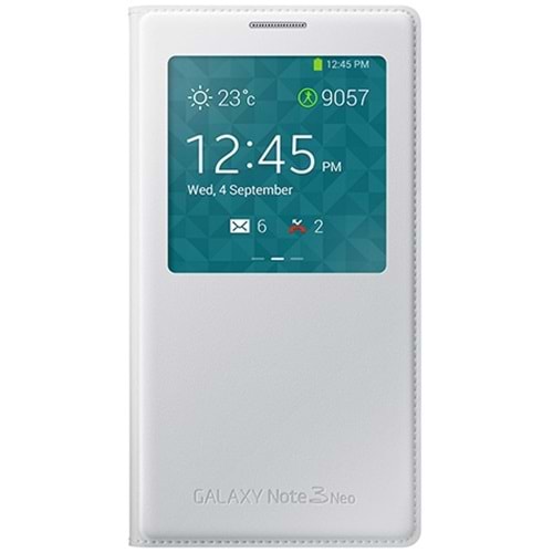 Samsung Galaxy Note 3 Neo N7500 Orjinal S-View Cover Kapaklı Kılıf, Beyaz