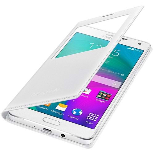 Samsung Galaxy A7 2015 (SM-A700) S-View Cover Kapaklı Kılıf, Beyaz
